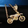 Pendant Necklaces HIP Hop Full Iced Out Bling CZ Cubic Zircon Copper Cool Motorcycle Pendants & For Men Jewelry Whole292L