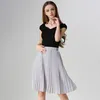 Chiffon zomer geplooid midi rok vrouwen koreaanse stijl knielengte hoge taille zon school vrouwelijke blauw rood 210421