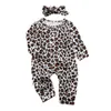 Frühling Herbst geboren Baby Mädchen Kleidung Set Mode Leopard Strampler + Stirnband Säugling Langarm Overall 2 Stück Kleinkind Kleidung 210816