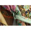 民族vネック孔雀の花のプリント着物のシャツのボヘルアンの陳造の長いカーディガンルーズブラウストップスQ190517