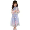 Kids Dresses For Girls Chinese Style Embroidery Children Party Dress Mesh Children's Clothing 210528