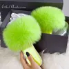 Ethel Anderson 2021 Fox Fur Slides Real Pur Slippers helt glider Flip Flop Casual Summer Sandal Crystal Bling Designer Tofflor Y220221