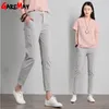 Garemay Bawełniane Pościel Spodnie Dla Kobiet Spodnie Luźne Casual Solid Color Kobiet Spodnie Harem Plus Size Damskie lato 210707