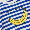 Lente herfst schattige bananen borduurwerk gestreepte bodysuits baby jongens en meisjes katoen casual uitleven 210508