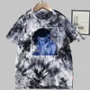 T-shirt tinta unita con stampa blu perfetta, manica corta, girocollo, unisex, autunno Y0809