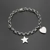 20CM Length Titanium Steel Women Designer Bangle Top Quality G letter hanging five-pointed star heart-shaped bracelet