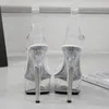 Clear Heel Sandals Shoes Women High Heels 15cm Transparent Crystal Big Size 34-43 Wedding Model Walking Show