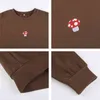 Mushroom Broderi Oversize Harajuku Brown Sweatshirt Pullover Kvinnor O-Neck Långärmad Sudaderas Toppar Vinter Kläder 210415