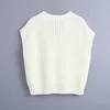 Women Autumn Ribbed Sweater Solid Sleeveless V-Neck Pullovers Hand Knitted Female Casual Vest Sweaters Clothes 210513