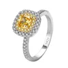 Solid 925 Sterling Silver Ring Luxury 6mm karat Yellow Created Diamond Fit Women Party Fashion Jewelry J-486195U