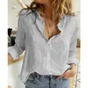 Kvinnors blusar skjortor Spring Womens knapp Solid Long Sleeve Casual Large Plus Size Office Tops Slim Fit Full Tshirt Tees