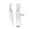 Leaf Tassel Stud Örhängen Rhinestone Crystal Diamond Ear Clip Bling Drop Dangle Örhängen Kvinna Delikat Party Smycken Gåvor