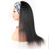 Headband Wig Remy human hair Wigs Brazilian Kinky Straight Full Machine Made With Scarf For Women