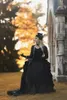 2022 Vintage Medieval Victorian Black Ball Gown Wedding Dresses For Women Gothic Pleats Corset Wedding Gowns With Long Sleeve Jacket Royal Bridal Dress Custom made