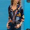 Boho Print Femmes Blouse à manches longues Madies Tops Casual Office Shirt Reprod Down Collar tunique mousseline Blusas Blous