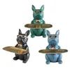 Nordic French Bulldog Sculpture Dog Statue Jewelry Storage Table Decoration Gift Belt Plate Glasses Tray Home Art 210827294y