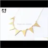 Hanger hangers sieraden druppel levering 2021 10pcs gouden sier bunting eenvoudige spike pijl pijl Europese kleine meervoudige vlaggen ketting driehoeken ne