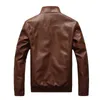 Fashion Motorcycle Leather Jackets Men Leather Coat Casual Slim Coats With Zipper Man Outerwear Stand Collar Jackets Jaqueta 220125