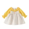 Детские длинные рукава платье весна осень младенца одежда малыш ребенок милая принцесса день рождения вечеринка костюмы девушки лоскутное топ 210625