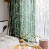 Modern Green leaf Curtain for living room bedroom window printed rustic vintage Curtain ready made 210712