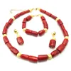 Örhängen halsband yulaili afrikanska brud smycken sätter äkta lyxkorallpärlor armband dropp bröllop smycken