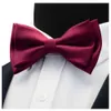 Gusleson Mens Solid Color Two Layer Pre-tied Bow Tie Red Black Purple Gold Blue Yellow Green Bowtie for Wedding Party Business