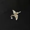 Chinese Style White Crane Bird Brooches Enamel Pin Shirt Bag Lapel Pins Badge Vintage Jewelry Gift