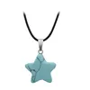 Natural Crystal Stone Pendant Necklace Creative Star Gemstone Necklaces Hand Carved Women's Fashion Accessory With Chain BBF14157