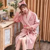 Women's Sleepwear Winter Thicken Kimono Robe Female Flannel Bath Robes For Women Soft Warm Long Sleeve Coral Fleece Night-robe Loungewear Pi