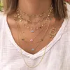 Micro Pave White CZ azul turquesa pedra minúscula charme afortunado turco mal comy choker colar