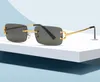 جديد فرنسا النظارات الشمسية الرياضية للرجال أزياء بيئية رجل إمرأة زجاج بدون إطار ريترو خمر الذهب النظارات الإطار الجاموس القرن نظارات مع صندوق