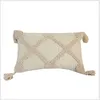 Coussin de coussin de coton de linge beige 30x50cm / 45x45cm Glands Coussin de broderie Home Decor Canapé Taie d'oreiller Taie d'oreiller 210401