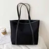 Shoppingkassar Simple Fashion Canvas-väska Kvinnor 2020 Ny Tote Bag Big Axelväskor Dam Pu Strape Shopping Bag för kvinnor Bolsas Femininas 220310