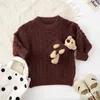 Automne hiver bébé filles garçons enfants chandails tricotés vêtements à manches longues pulls pull chaud mignon ours hauts 2-10Y 211201