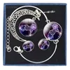 Ensembles de bijoux Designer de luxe Bracelet Constellation Ensemble 12 Signes du Zodiaque Verre Cabochon Collier Boucles D'oreilles Femmes 4PCS Cadeaux D'anniversaire