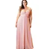 Plus Size Scollo a V Chiffon Abiti per la madre della sposa Vita alta Top in pizzo Una linea Boho Abito da ospite per un matrimonio Sposo Abiti da festa formale per la madre Lunghezza del pavimento Abiti da sera da ballo