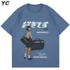 Hip Hop Streetwear Harajuku T-shirt Fille Japonais Kanji Imprimer T-shirt 2021CC Été Hommes À Manches Courtes En Coton Surdimensionné T-shirt G220301v