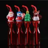 Santa Bottle Clear Plastic Milk Mugs Kids Straw Cup with Cartoon Animal Lid Baby Water Cups Christmas Gifts