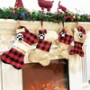 4 style świąteczne pończochy Plaid Christmas Decoration Torby na prezent dla psa psa kota łapy pończochy worki na ścianę na ścianę