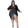 Women's Swimwear Women's L-4XL Plus Size Sexy Women Sheer Mesh Bikini Cover Up Swimsuit Bathing Suit See Through Blouse Tops Summer