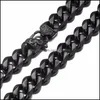 Ожерелья подвески ювелирные украшения винтажный черный цвет бордюр кубинская цепь колье или браслетные украшения шириной 15 мм 7-40 дюймов из нержавеющей сталки