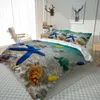 Ensembles de literie 3D Set Marine Life Housse de couette Twin Blue Literie avec taie d'oreiller Textiles de maison