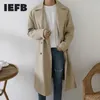 IEFB / Herrkläder Midlängd Trench Coat Tunn Style Koreansk Trendig Handsome Coat Spring Knee-High Trench Coat Windbreaker 9Y3727 210524