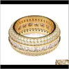 Pierścienie Drop Dostawa 2021 Biały 18k Hip Hip Hop CZ Biżuteria Zirconia Band Luksusowy Diamentowy Diamentowy Blishling Gold Mężczyźni Dla Ring Set Moda Finger Fu