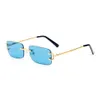 New Arrival Women Classic Brand Rimless Sunglasses Mens Designer eyeglasses Gold Silver Metal Frame Buffalo Horn Sun Glasses with box