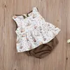 0-3Y Born Baby Girls Clothes Set Set Vintage Flower Ruffles Tops T-Shirts Bloomer Shorts tenues Summer 210515