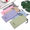1000pcs/lot Portable Linen Fabric Sunglasses Pouch for Eyewear Smooth Surface Container Glasses Bag 6 Colors Factory Wholesale