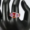 Anéis de casamento Criativo rosa amarelo quadrado anel de zircão elegante no engajamento de opala de incêndio para mulheres de ouro vintage de ouro rosa