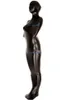Unisex Voll-Mumien-Kostüme, schwarz, glänzend, metallischer Schlafsack mit Reißverschluss hinten, sexy Damen- und Herren-Körpertaschen, Schlafsäcke, Catsuit-Kostüm. Hallowee218q