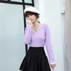 Moda Sweter Kobiety Jesień Sexy V Neck Slim Długie Rękaw Zroszony Koronki Dnia Spódnica Sweter Dzianiny Top Kobieta 210520